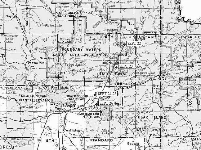 Map of June's travels - Sept 2005