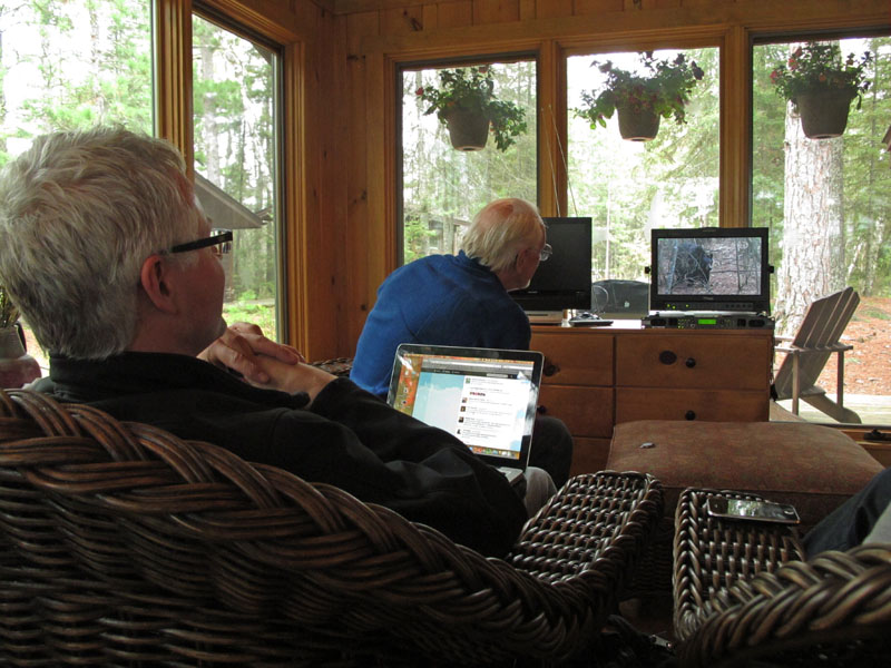 BBC Producer Ted Oakes and Lynn Rogers watch the first episode of Planet Earth Live - May 6, 201220120506