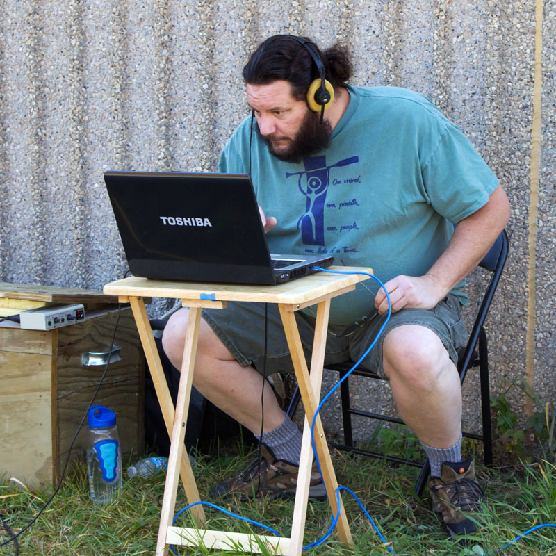 Ted Parvu monitors webcam transmission - Sept 30, 2012