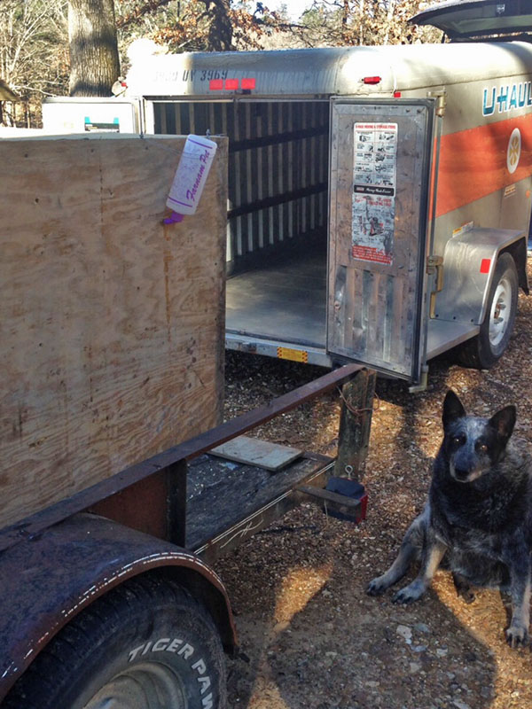 Water bottle on Holly's box