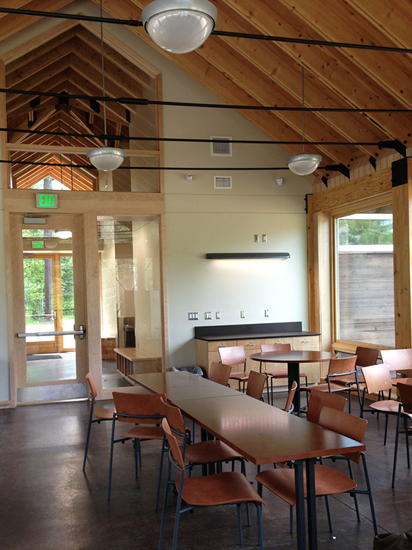 Inside the new building