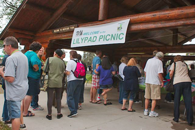 Picnic goers gather
