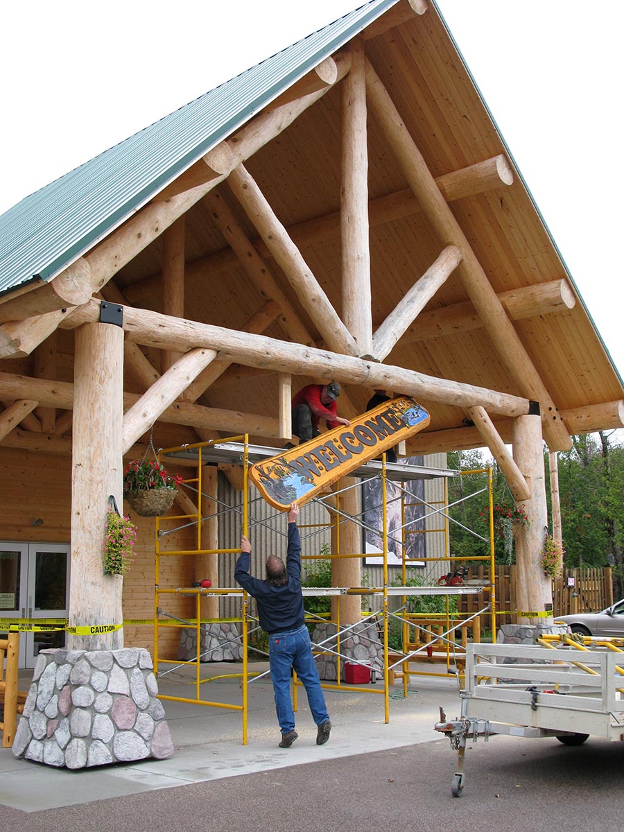 Installation of welcome sign