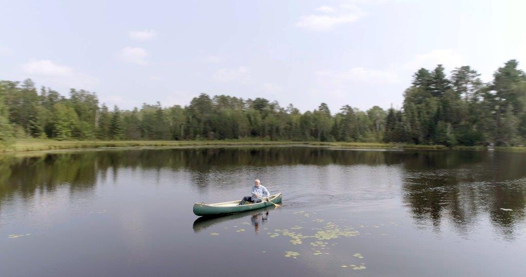 Lynn in canoe - drone photo by Jessie